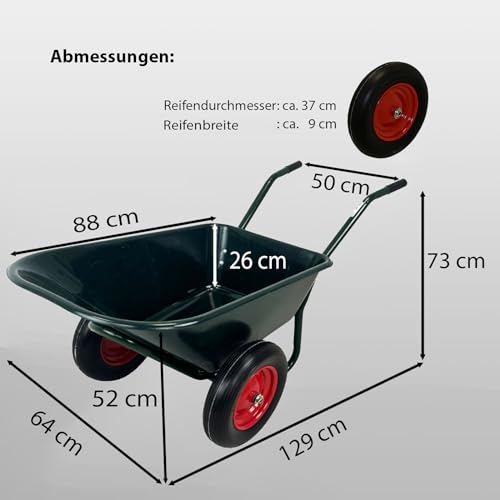 Schubkarre Trutzholm 2-Rad Garten Schiebkarre 100 Liter 160 kg Tragkraft