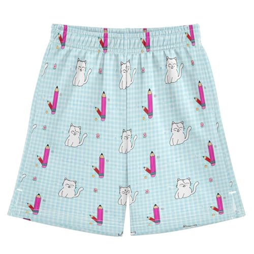 Colorful Pencils Athletic Shorts with Zipper Pockets, Youth Boys Athletic Running Shorts for Summer