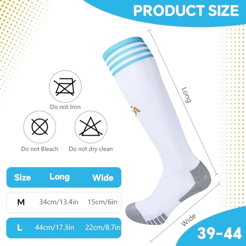 Image of Proberos Sport Compression Football Socks, Argentina Special Edition Football Socks, High Elastic Moisture Wicking Soccer Socks with Striped Cuff, Athletic Over the Calf Dress Socks, Size - L