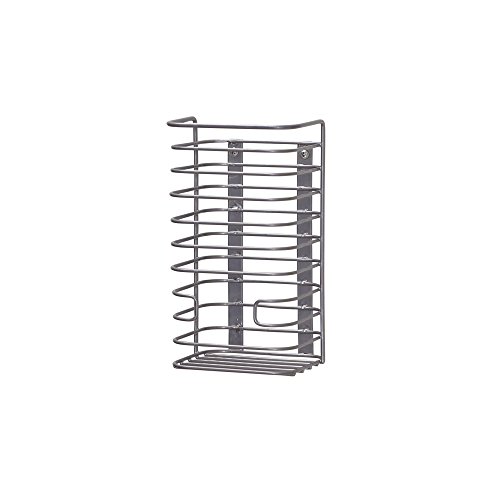 Household Essentials Cabinet Door Trash Bag Holder, Steel Frame, Satin Nickel Powder Coating, Perfect for Disposable Bags and Other Necessities, Easy Installation, Hardware Included