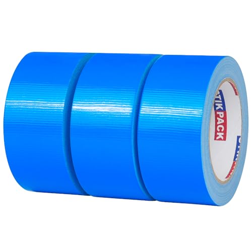 Image of 3 Rolls Blue Duct Tape, Heavy Duty Strong Industrial Colored Duct Tape 9mil x 2inch x 25yds Flexible, No Residue, Waterproof and Tear by Hand, Multi-Use for Indoor & Outdoor Repairs