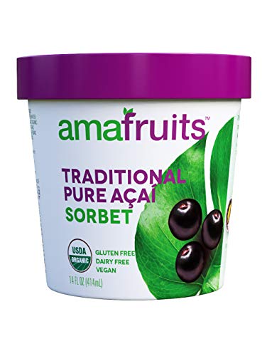 Amafruits Traditional Pure Acai Frozen Sorbet Pints - UDSA Organic - 4 Pack