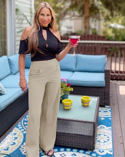 Image of Promover Wide Leg Pants for Woman Yoga Pants with Pockets Stretch