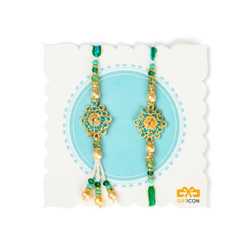 Image of Gifticon Rakhi Set for Brother with Chocolate | Premium Designer Rakhi, Chocolate, Roli Chawal, Greeting Card & Premium Gift Box | Rakhi Hamper for Raksha Bandhan | Evil Eye Rakhis