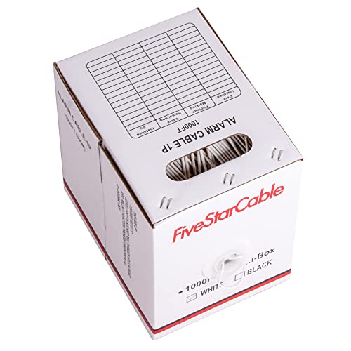 Fivestarcable 22Awg 2 Conductors 1000 Ft Alarm Wire 22/2 22-2 Security Cable Alarm Bulk Cable White #TOP6