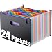 Expanding File Folder 24 Pockets, Multi-Color Accordion A4 Document Organizer with Expandable Wallet Stand – Works on A4 Size and Letter Size