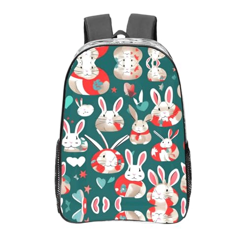 Sac à dos transparent avec poches et imprimé lapins mignon noir taille unique