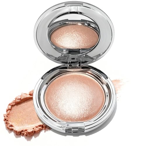 PKERUS Highlighters Makeup Palettes,Face Glitter Glow Makeup Natural Glow Finish,Face Body Highlighters & Luminizers, Pearl Shimmer Highlighter Makeup Smooth Baked Powder,02-Sun Glow
