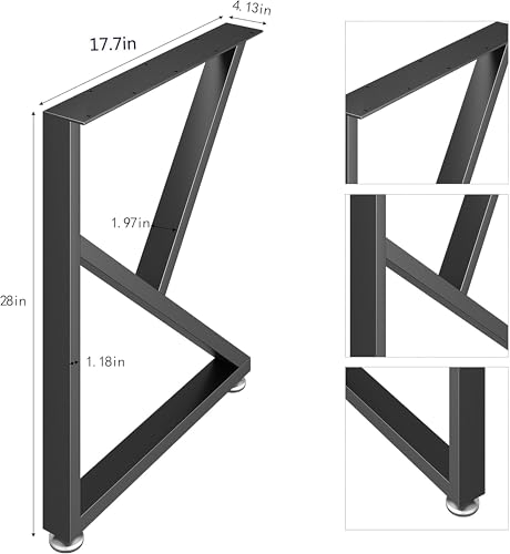 Image of Metal Legs for Table Dining Table Legs for Kitchen Modern Industrial Style Set of 2 (K Shape)
