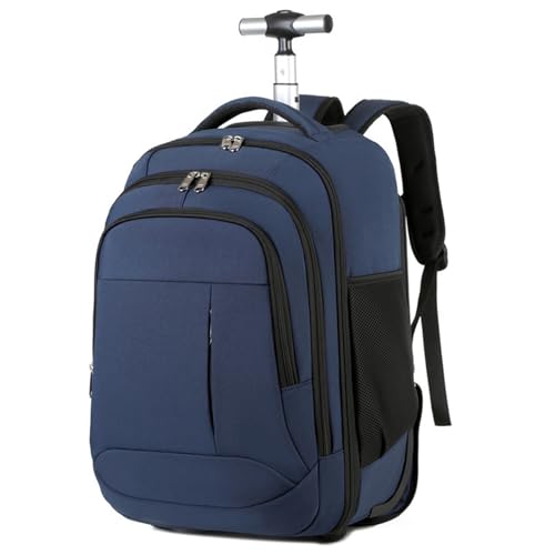 Boniffyy Mochila con Ruedas Adulto, 18'' Trolley para Portátil para Hombre, Mujer, Maletin Grande Resistente al Agua Bolsa de Viaje Cabina Avion para Empresas Escolares, Negro (Azul)
