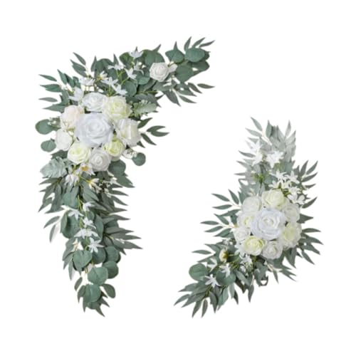 Milageto 2 Piezas de Flores de Arco de Boda, botín de Flores Artificiales, decoración de Letrero de Bienvenida, telón de Fondo Floral para Ventana de
