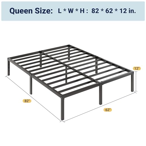 Image of Allewie Queen Bed Frame, 12 Inch Metal Platform Beds with Storage Space, No Box Spring Required and Easy Assembly, Black