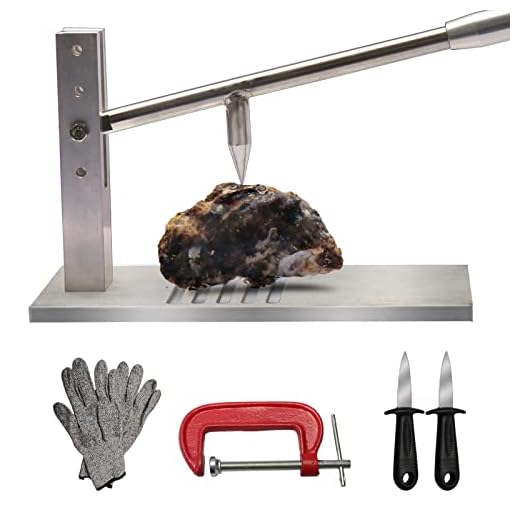 Colinktool Oyster Shucker Tool Set, Adjustable Oyster Clam Opener Machine with 304 Stainless Steel Grillable Oyster Shucker Machine Set Including Knives, Glove and g-Clip