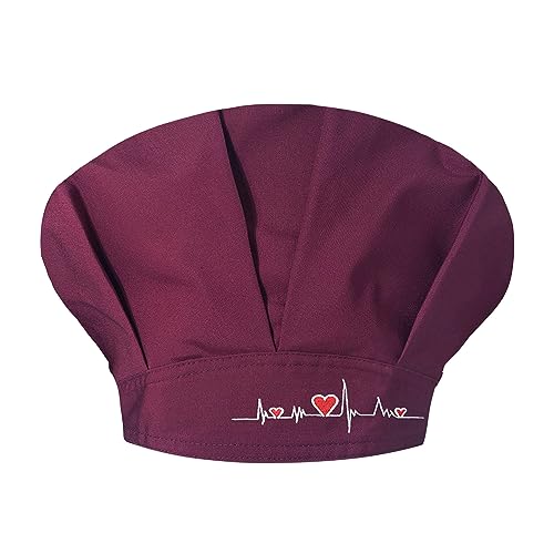 Generisch Gorra unisex de un solo color para trabajos de cocina profesionales, resistente al aceite, gorro de cocinero Bouffant en el sector alimentario, Vino, Talla única