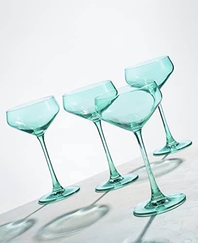 Godinger Martini Glasses, Coupe Cocktail Glasses, European Martini Glass Cocktail Glass Set Of 4, Green, 6Oz - Made In Europe #TOP1