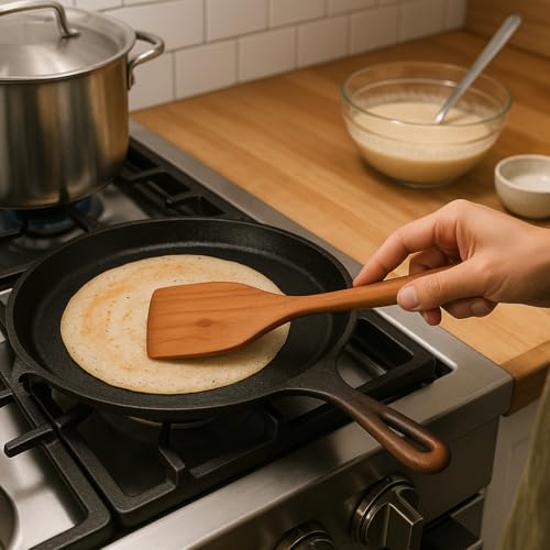 Image of Cooker&Mixer Bamboo Spatula Set of 4 - Handmade Natural Kitchen Utensils | Non-Stick Safe, Heat-Resistant, Eco-Friendly | Flippers, Turners, Scrapers & Servers