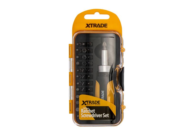 XTrade X0900077 38 Piece Ratchet Screwdriver Set Assorted S2 Screwdriver Bits & Accessories with Comfortable Handle