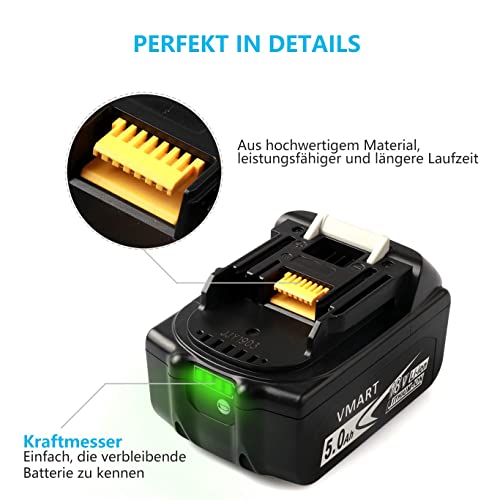 eneg ITECH Makita 18 V 5.0 Ah Li-Ion LXT battery Replacement for bl1850b BL1850. BL1840 BL1830 bl1820 Cordless Power Tool With LED Charge Indicator