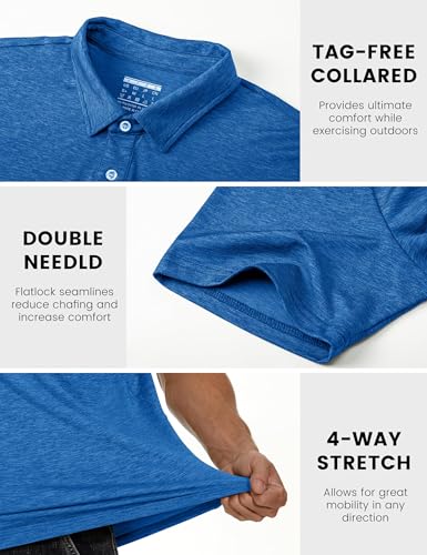 Image of MAGCOMSEN Men's Short-Sleeve Polo,Golf Shirts for Men 3-Button Moisture Wicking,Athletic Casual Collared T-Shirt