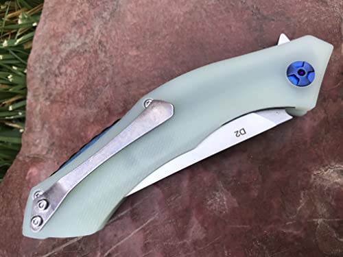 Tactical Gearz Tg Triton, Premium Edc Folding Knife W/Sheath! D2 Steel Blade! Solid G10 Handle! Ball Bearing Pivot System Open! (Ice) #TOP5