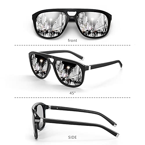 ZENOTTIC Aviator Sunglasses for Men Polarized UV Protection Square Fashion Double Bridge Retro Pilot Sun Glasses Oversized2