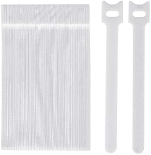 Hivexagon 100pcs Reusable Fastening Cable Ties, 6-Inch Adjustable Cord Ties, Adjustable Fastener Cable Strap Hook and Loop Cord Ties, White HG467