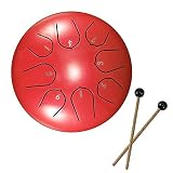 Tambours à fente, tambour de langue en acier, clé 6 pouces 8 tons D, tambour à main avec baguettes, sac, couvre-doigt, instrument à percussion pour concert déducation musicale, Red