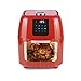 GOURMETmaxx Digital XXL Friteuse à air chaud 9 litres | Friture sans graisse, friteuse, four et gril rotatif en un seul appareil | Inclut une broche rotative pour le poulet et le shish kebab [rouge]