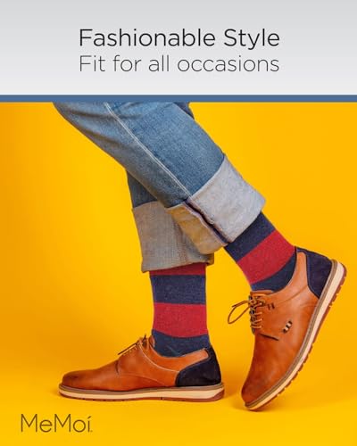 Men's Striped Cashmere Blend Crew Socks 10-13 / Navy4