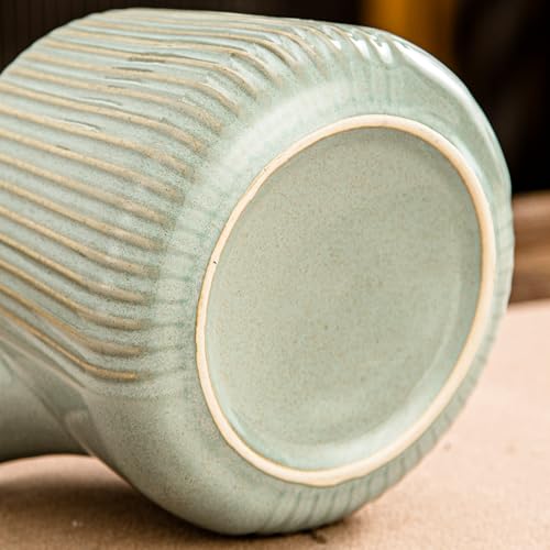 Image of Yundu Ceramic Teapots for Tea, 1000ml /33.8oz Tea Pot with Infusers for Loose Tea, Striped Tea Pot with Removable Tea Infuser - Reactive Green