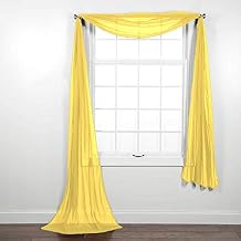 Decotex Elegant Solid Sheer Voile Window Curtain Treatment Panel Drapes Or Scarf Valance in a Variety of Colors 1 Scarf 54" X 216", Yellow