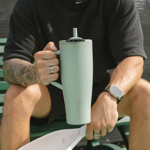 Image of BruMate Era Flip 30oz Tumbler with 100% Leakproof Covered Straw Lid | Hygienic Straw | Insulated Stainless Steel Water Bottle with Handle | Cup Holder Friendly | BPA-Free (Strawberries & Cream)