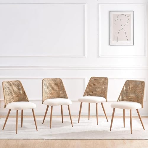YLKHOME Rattan Back Dining Chairs Set of 4