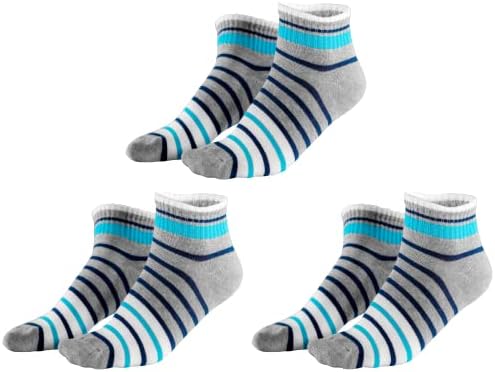 Boomer Naturals Silver Infused Women's Socks - 3 Pairs - Say "Hello" to Fresh Feet! (Ankle Grey Stripes)