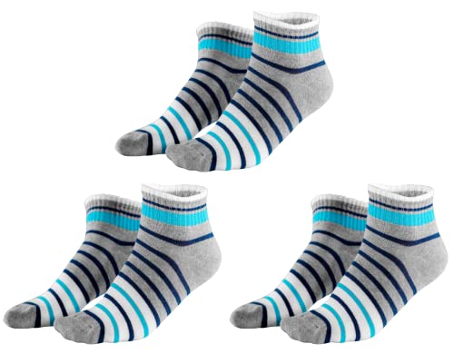 Boomer Naturals Silver Infused Women's Socks - 3 Pairs - Say "Hello" To Fresh Feet! (Ankle Grey Stripes) #TOP23