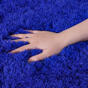 Runner Rugs for Bedroom, 2x6 Fluffy Throw Area Rug Non Slip for Bedside Dorm Hallways, Long Soft Shag Carpet for Nursery Living Room, Royal Blue