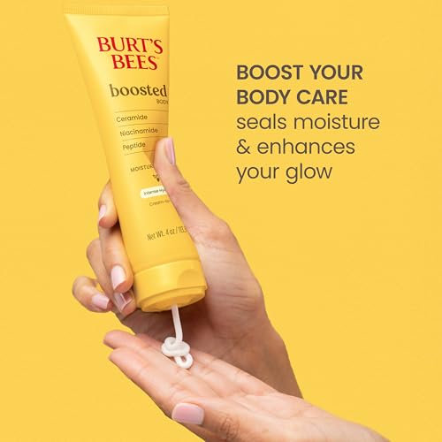 Image of Burt's Bees Boosted Body Moisturizing Melt With a Ceramide, Niacinamide and Peptide Complex, Intense Skin Hydration, Cream-to-Oil Body Lotion Helps Support Skin Barrier, Tropical Scented, 4 oz. Tube