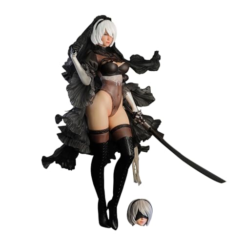 Image of Jiumaocleu 2B Game Action Figure 2Bautomata Figure 2Byorha No.2 Type B Convertible Head Model PVC Statue Ornaments Collectible Figurine Desktop Decoration 32CM