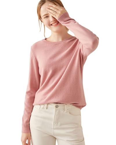 Image of 100% Pure Cashmere Crewneck Sweater for Women Long Sleeve Warm Soft Lightweight Knit Pullover