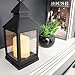 BAIRAYEN 2 Pack 10.2” Candle Lanterns Decorative Indoor Hanging Lanterns with Warm Flickering LED Candle 6 Hours Timer,Black Battery Powered Candle Lantern Table Centerpiece Mantle Shelf Home Decor