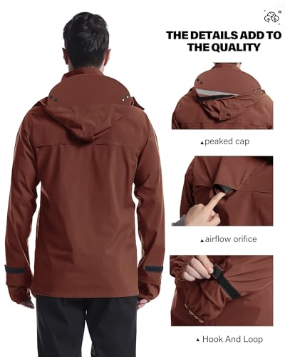 Image of iCreek Rain Jacket Men's Lightweight with Hood Packable Waterproof Raincoat Breathable Antistorm Jacket Windbreaker
