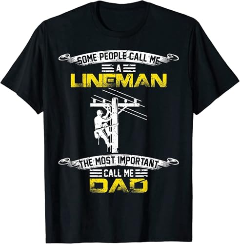 YITIANYUAN Vintage Funny Lineman Daddy Design Great Gift Idea Tee Mens T-Shirt Size XL