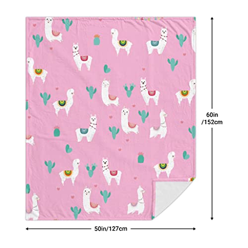 Throw Blanket For Couch, Cozy Warm Plush Fleece Throw Blanket For Kids Girls Baby Teens, Super Soft Flannel Blanket Decorative Fuzzy Throws For Sofa, Bed, Dorm, All Season (50 X 60 In, Pink Llama) #TOP1