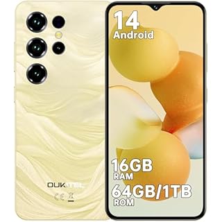 OUKITEL C2 Android 14 Handy Ohne Vertrag - 16GB(4+12)+64GB /1TB Smartphone Ohne Vertrag, 6,52 Zoll Bildschirm 5000mAh Handy Günstig, 13MP+5MP Kamera, 4G Dual SIM/Face ID/GPS/3.5mm Jack, Gold