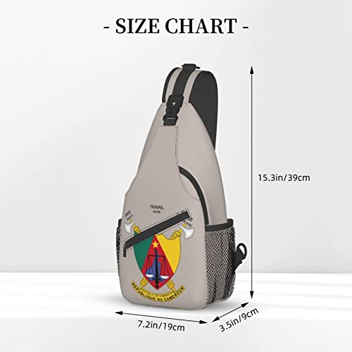 Mochila bandolera unisex National Emblem Cameroon negra miniatura 4