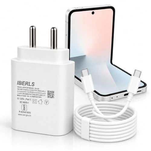 Image of 25W Pd 3A Type-C Super Fast Charging Adapter with 1M Type C Cable for Galaxy Z Flip 7 Fe /Z Fold 7 / Z Flip 7 / Z Fold 6 / Z Flip 6 /Tablet /Galaxy Watch- Charge Your Device with 25 Watt USB C Fast Charger