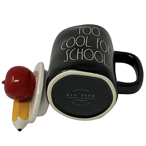 Taza de cerámica negra 16 oz con tapa lápiz y manzana miniatura 4