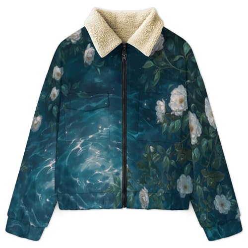 Veste polaire femme turquoise coupe grande taille avec fermeture zippée et poches