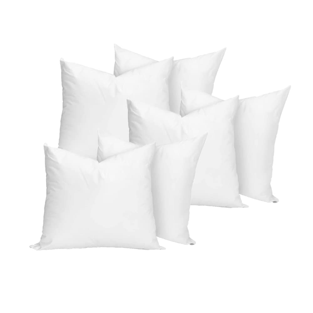 Iyan Linens Ltd White Cushion Pad Sham Filler - Bounce Back Pillow Insert Inner, Hypoallergenic Pure Hollowfibre Soft Stuffing Cushions 60Cm X 60Cm (Set Of 6 | 24" X 24")