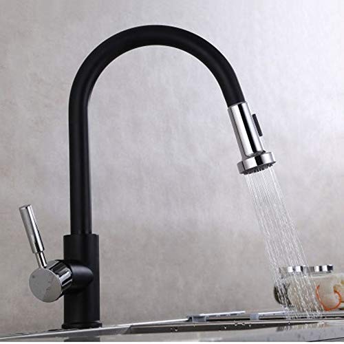 Copper Black Kitchen Faucet Black Matte Kitchen Basin Pull Type Paint Hot And Cold Faucet